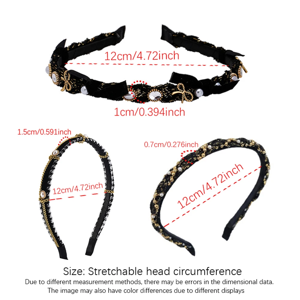 Vintage Pearl Rhinestone Headband Versatile Hairhoop Fashion  Temperament woman Hair Accessories Thousand bird grid  headband