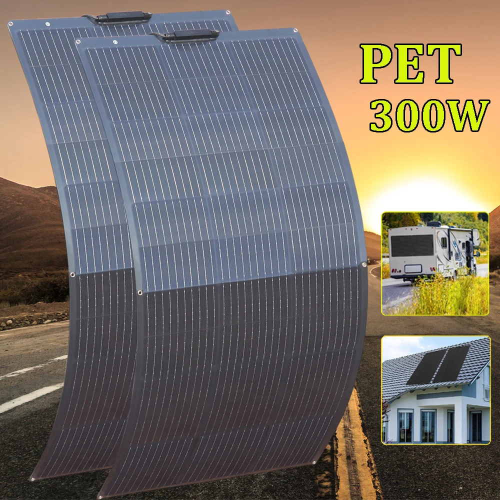 12 فولت لوحة طاقة شمسية ETFE PET مرنة 300 واط 150 واط 130 واط 95 واط 80 واط لوحة كهروضوئية 12 فولت طقم شاحن بطارية للمنزل كامبر RV شرفة