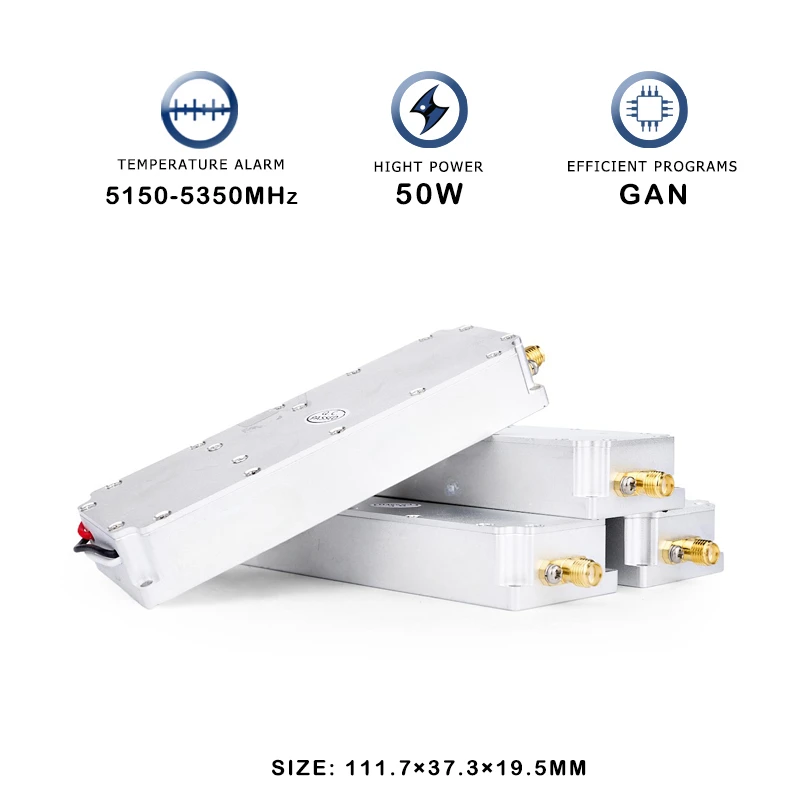 

50W 5.2G 5150-5350MHz Anti FPV Signal Module System C-UAS RF Power Amplifier Blocking GaN Module Defence Jamming UAV Anti-Drone