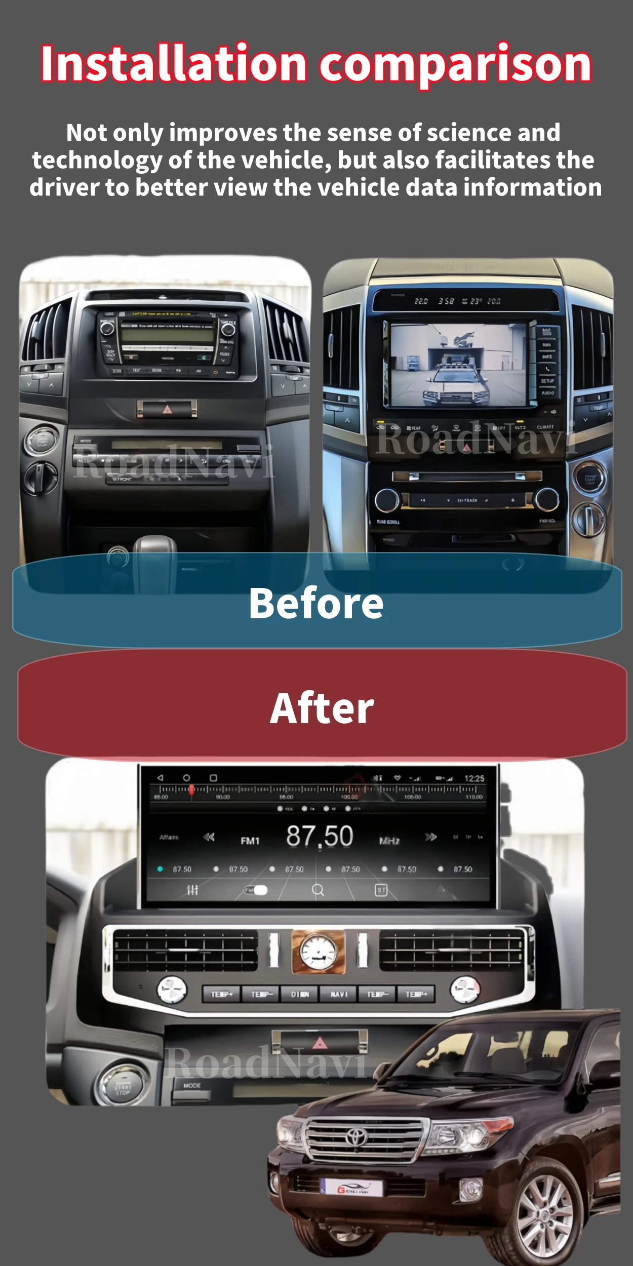 مشغل ديفيدي للسيارة لتويوتا لاند كروزر LC200 2008-2015 راديو السيارة لوحة القيادة المثبتة Carplay GPS