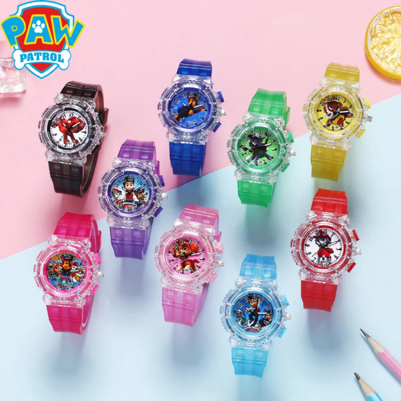 Cartoon Cute Paw Patrol Quartz Watch Chase Marshall Skye Children LED Electronic Bracelet Animation Peripheral Kid Birthday Gift