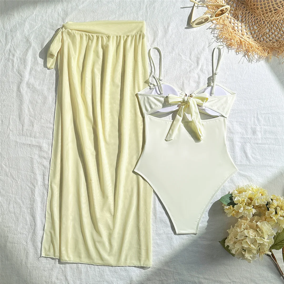 Sexy Badeanzug mit Sarong-Ausschnitt und Metallring für Damen, einteiliger Badeanzug, Damen-Badeanzug mit Knoten und hohem Beinausschnitt, Badebekleidung, Badeanzug V6277 – Detail 17