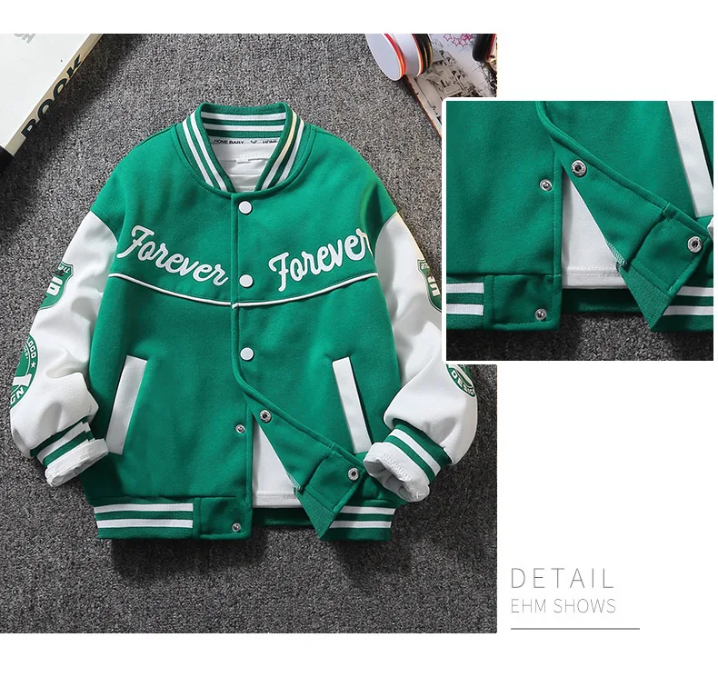 Frühlings-Herbst-Baseballjacke für hübsche Jungen mit Buchstaben-Dekoration, Outdoor-Mantel für 3-14 Jahre alte Kinder, Geburtstagsgeschenk – Detail 7