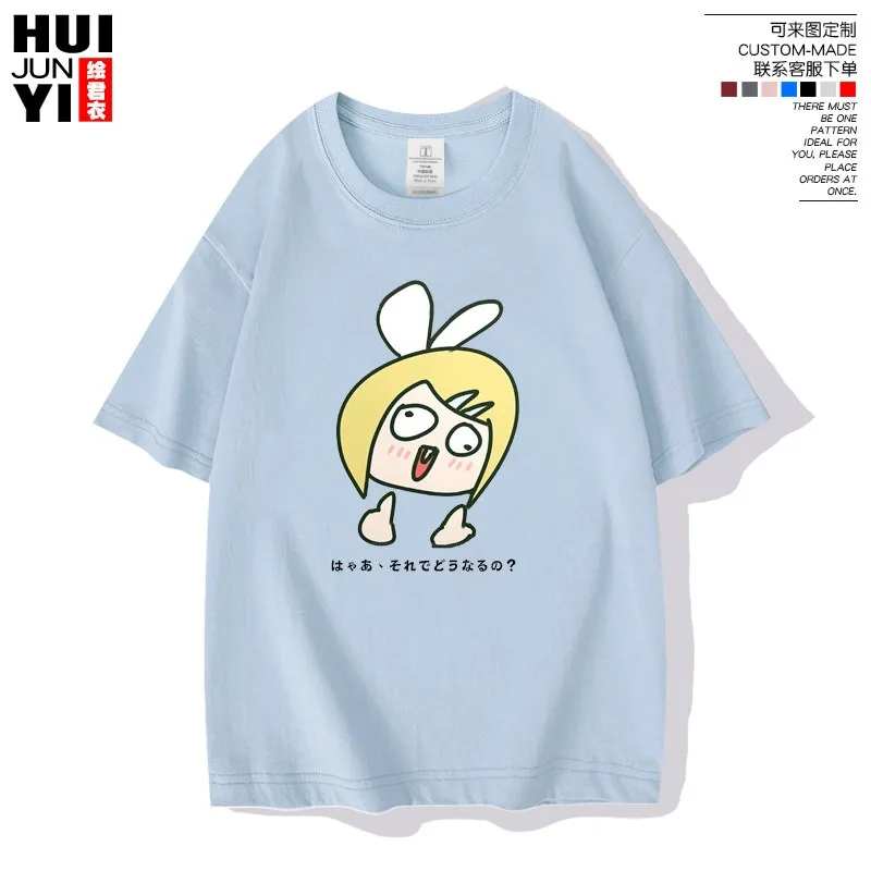 Hatsune Miku Peripheral Future Creative Funny Japanese Printed T-shirt New Men's and Women's Loose Casual Short Sleeved Shirt