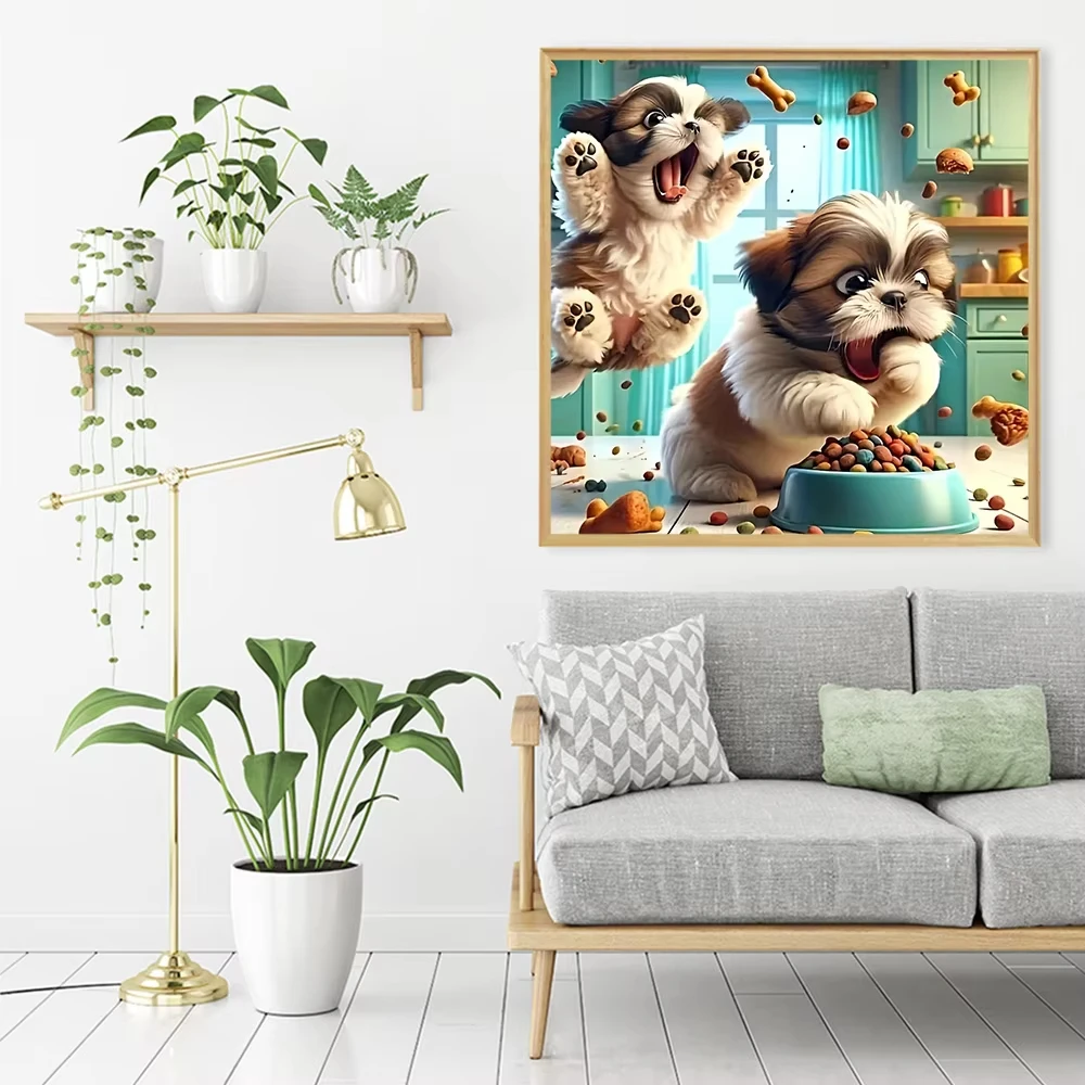 

Dogs Eat Snacks Animals1024 PCS Jigsaw Puzzles Challenging Family Activity Games for Gameroom Bedroom Home Decor Gift Frameless