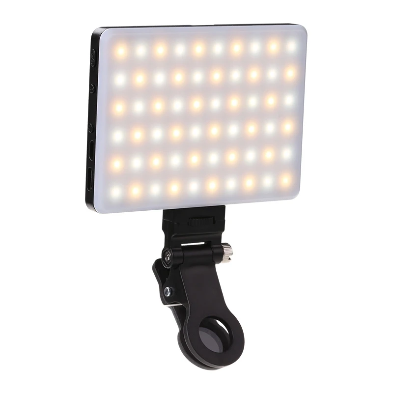 다기능 소프트 라이트 휴대폰 필 라이트, 컴퓨터 화상 회의 사진 포켓 라이트, 블랙, 60 LED, 2000Mah, 1 세트