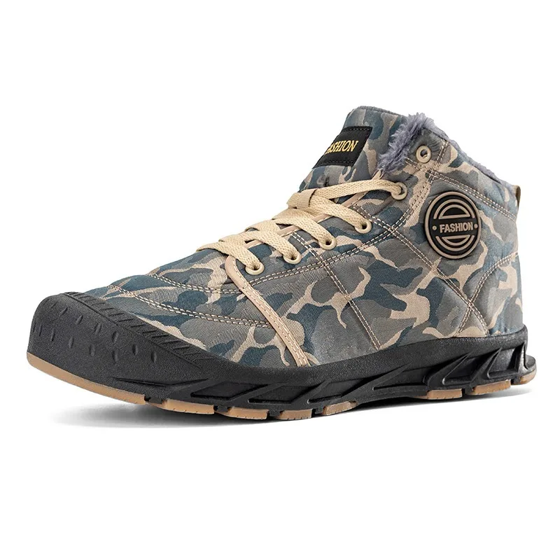 Botines impermeables para hombre, botas de nieve cálidas de felpa para invierno, zapatillas de deporte para exteriores, botas de trabajo, botas de invierno de goma para hombre de talla grande