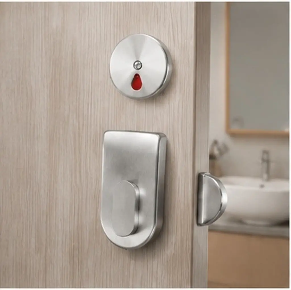 1Set Bathroom Indicator Lock Stainless Steel Toilet Partition Vacant Occupied Privacy Bolt Lock for Public Restroom Gym Mall