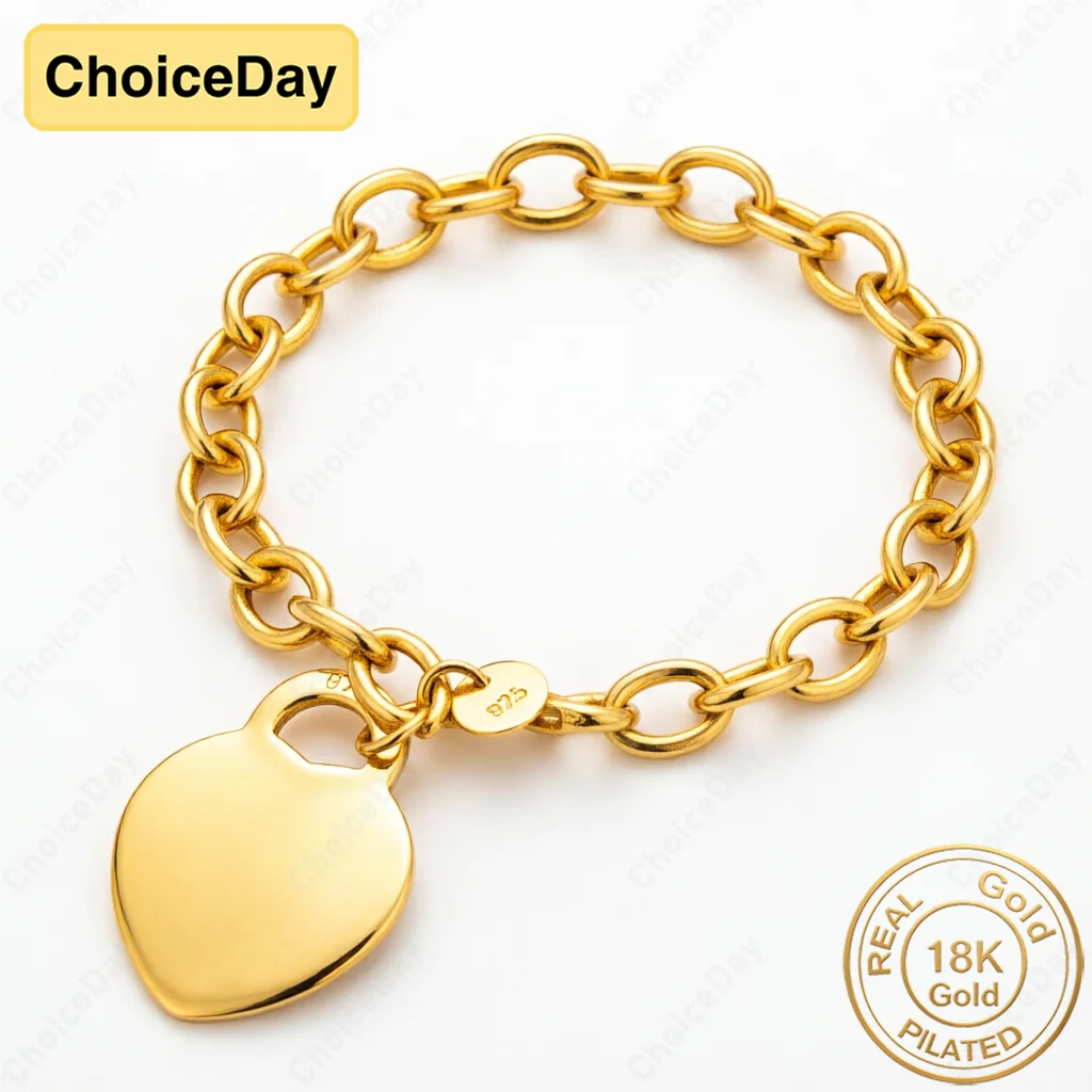 Women Accessories Jewelry - สร้อยข้อมือรูปหัวใจเคลือบทอง 18K สำหรับผู้หญิง เครื่องประดับงานแต่งงานที่ทันสมัย ​​อุปกรณ์เสริมของขวัญสำหรับงานปาร์ตี้