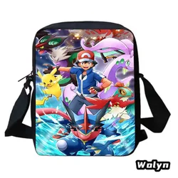 Cartoon School Backpack for Boy Girl,Anime P-POKE-M-MON Shoulder Bags Anime Print School Crossbody Bag,Child Messenger Satchel