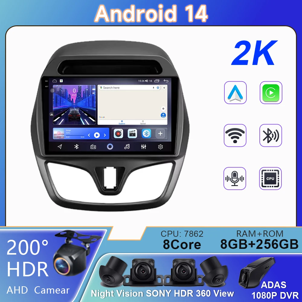 WIFI For Chevrolet Spark Beat 2015 - 2018 QLED Android Auto Car Radio Multimedia Video Player GPS Navigation Carplay Rear camera