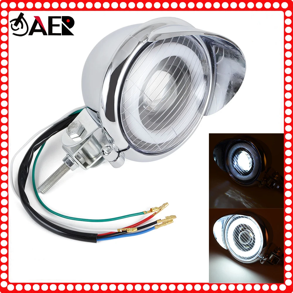 

4.5" Motorcycle Headlight Phare LED Moto with Hi/Low Beam Head Light for Harley Chopper Bobber Cafe Racer Touring Custom