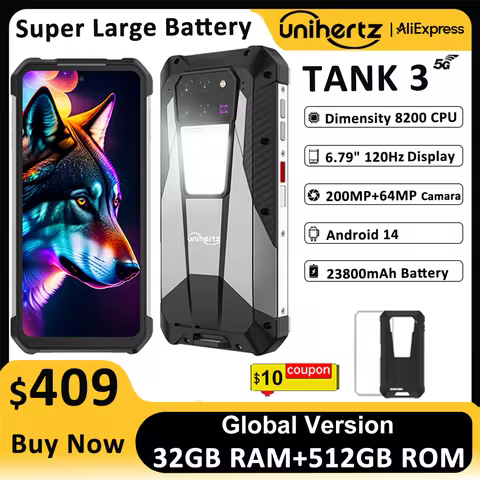 US AU EU Stock Unihertz 8849 Tank 3 Rugged 5G Smar...