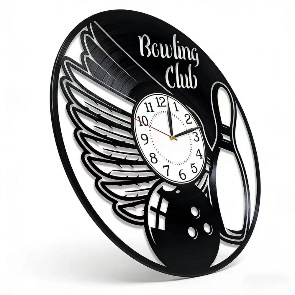 Creative Gift for Bowling Club Vinyl Clock 12 Inch Bowling Original Home Decoration Living Room Silent Vinyl Record Wall Clock