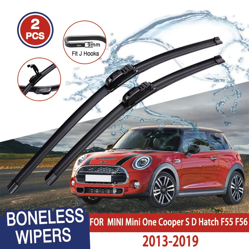 For MINI Mini One Cooper S D Hatch F55 F56 2013-2019 Car Wiper U-type Soft Rubber Boneless HD Quiet Durable Automotive Wiper