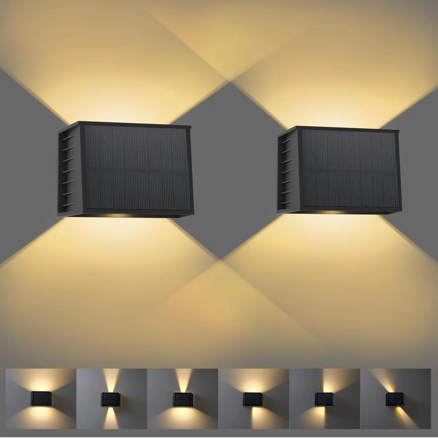 1/2pcs Outdoor Solar Lamp Solar Wall Light Upper and Lower Beam Angles Warm White IP65 Garden Solar Light for Garden Fence Wall