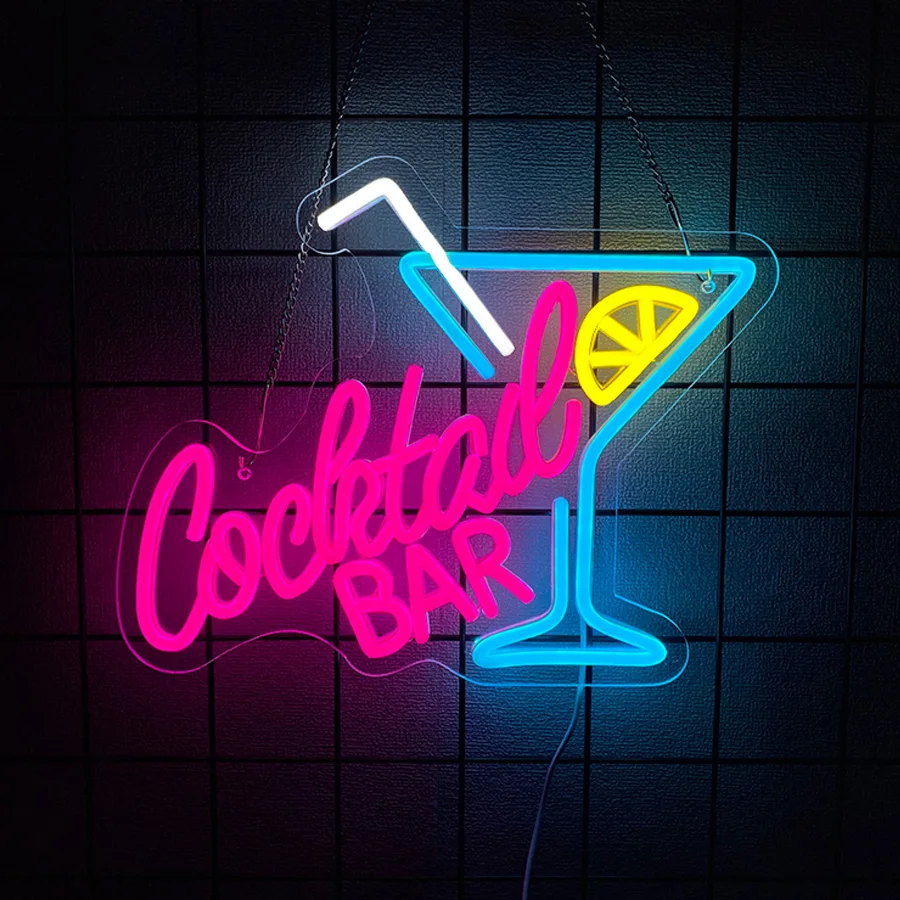 Cocktail Bar Led Neon Sign, Martini Icon Usb Powered, Suitable For Bars, Clubs, Man Caves, Restaurants, Party Art Decor.