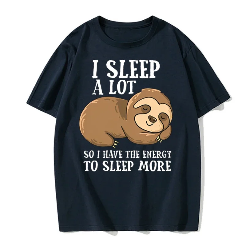 Funny Physics Joke Sloth Print Cotton Round Neck Versatile Everyday T-Shirt Men\'s Summer Streetwear Men\'s Unisex European Size