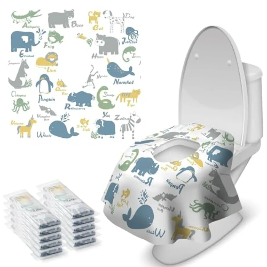 

30 Pcs Toilet Seat Covers Disposable for Toddlers Adults, Extra Large Waterproof, Portable Package for Travel, Potty Training