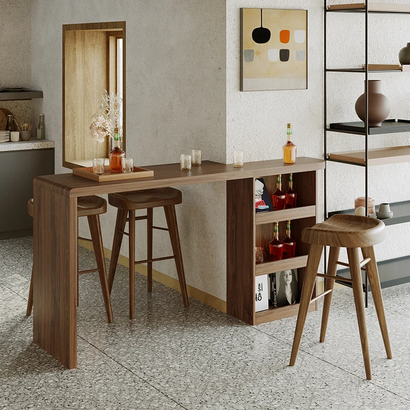 

Household balcony bar table long table Household kitchen island table integrated high bar partition wine cabinet integrated