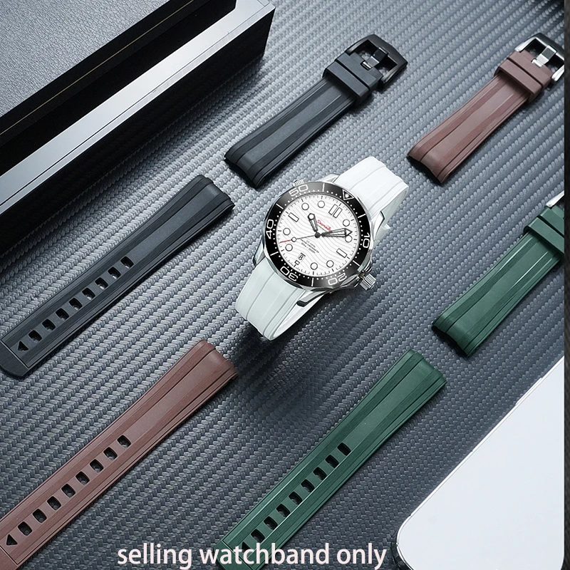 Watchband For Omega Seamaster 300 Tape Omega Fluororubber New and Old Curved Style High Quality Watch Strap 20mm 21mm