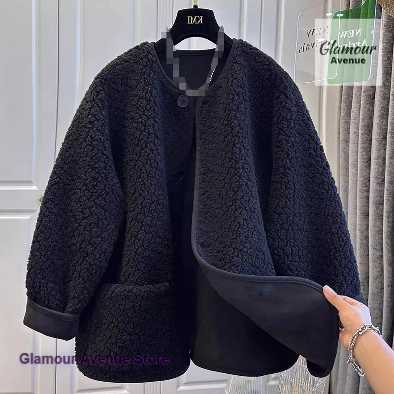 معطف صوف امبسوول على الطراز الكوري للنساء للخريف والشتاء سترة عصرية جديدة بقلنسوة فضفاضة معطف جوكر مريح سميك مقاس كبير. #1