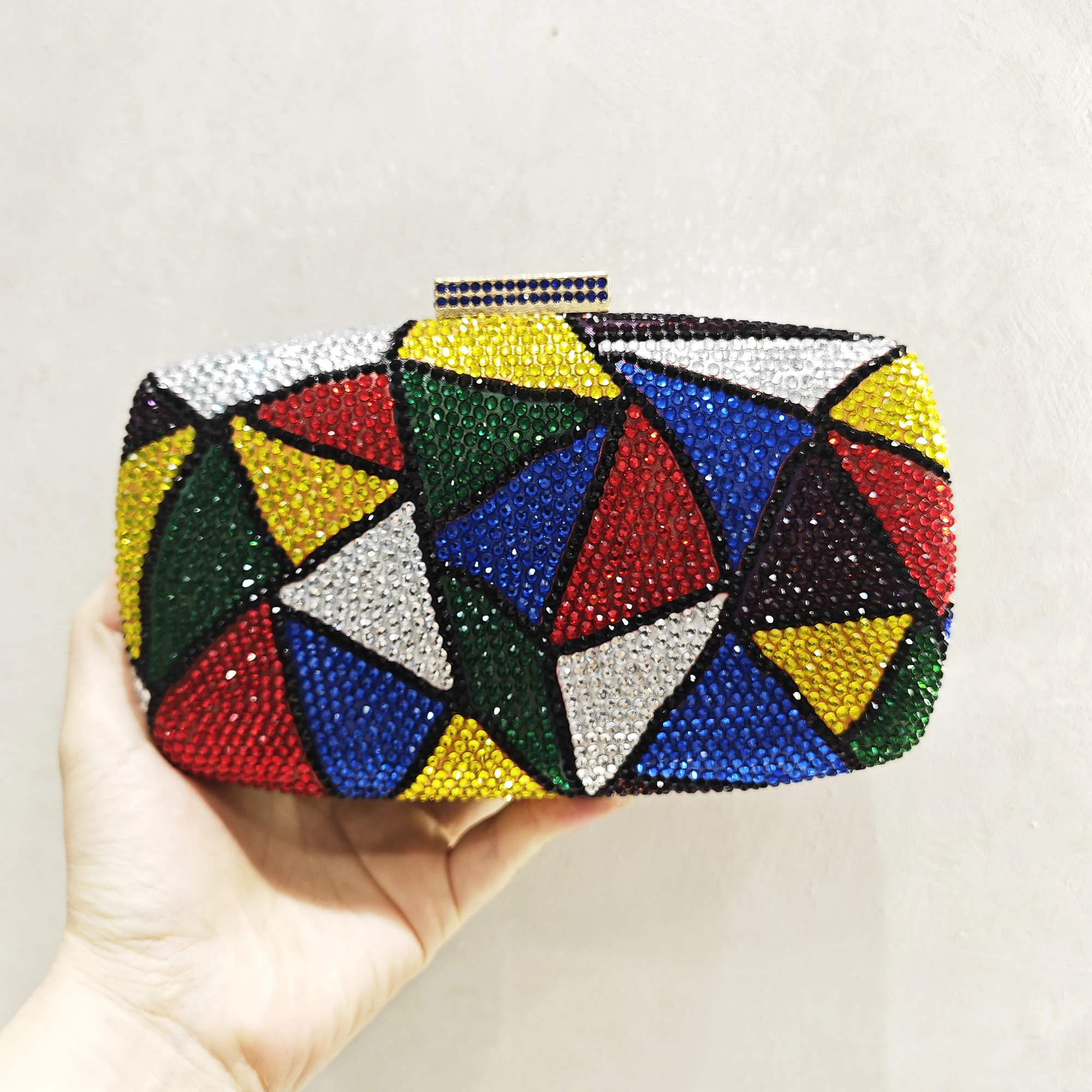 المرأة الملونة كريستال مساء حقائب الأحجار حقائب يد لحفل الزفاف الصلب المعادن Minaudiere حجر الراين المحافظ حفل زفاف محفظة