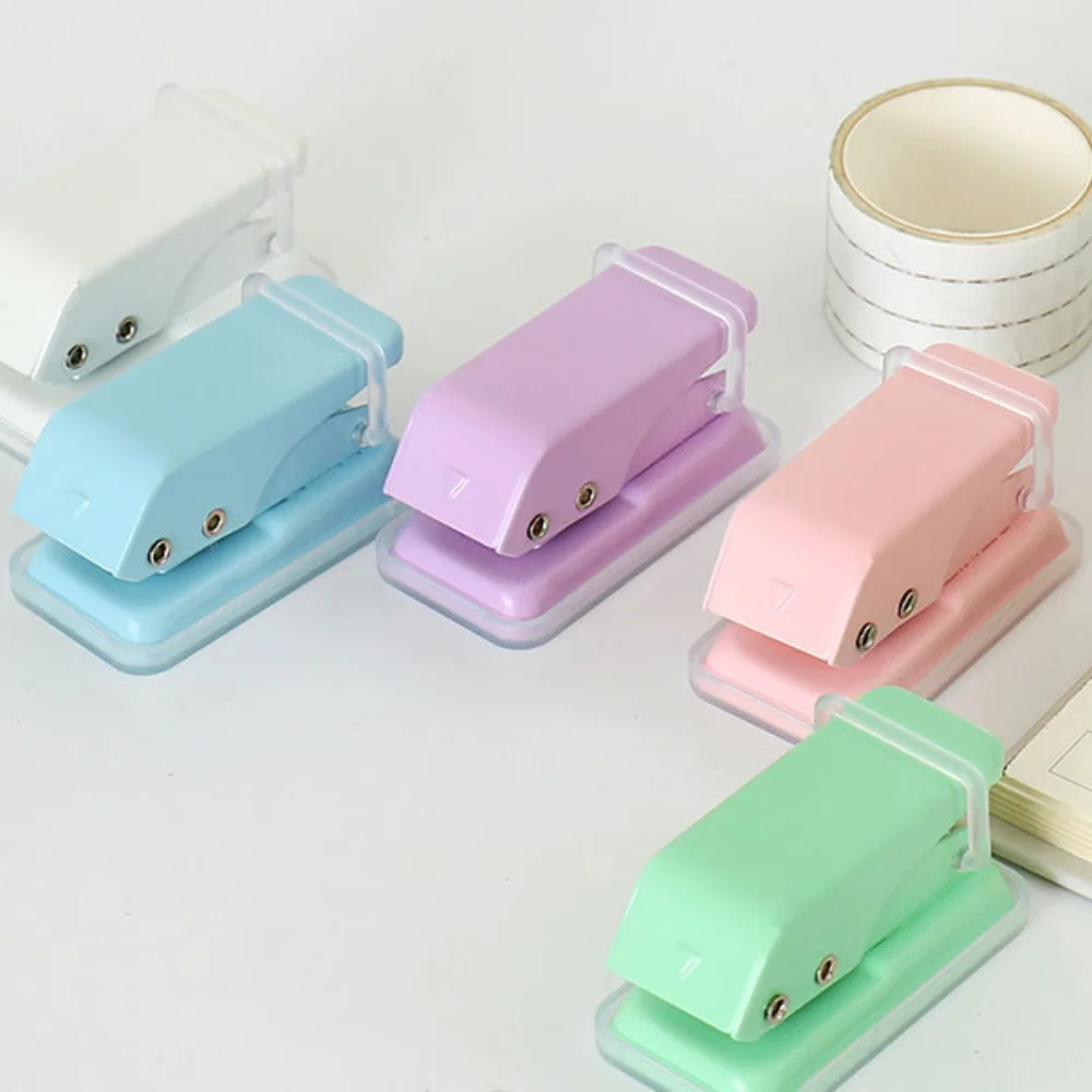 Portable DIY Crafts Single Hole Punch Macaron Color Punching Mini Paper Punch Manual Binding Embossing Tool Stationery