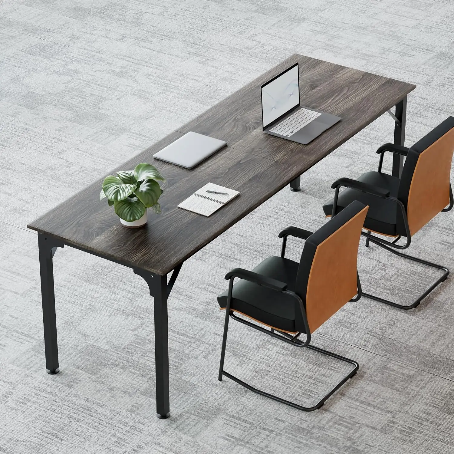 Extra Long Office Desk 6.5ft Large Computer Table Flexible Configuration Adjustable Footpads Stable 2 Person, Customized