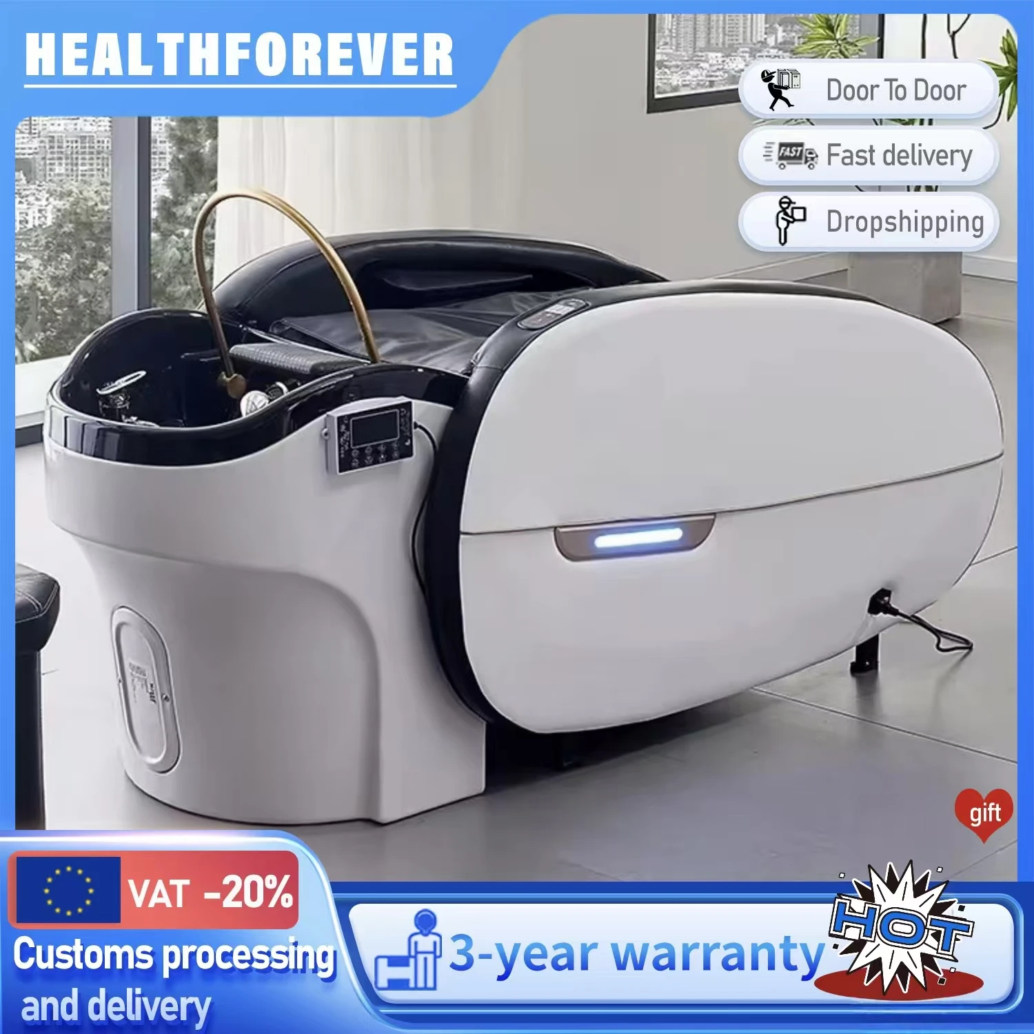 

2025 new 3 years warranty zero gravity luxury 4d zero gravity smart massage shampoo bed