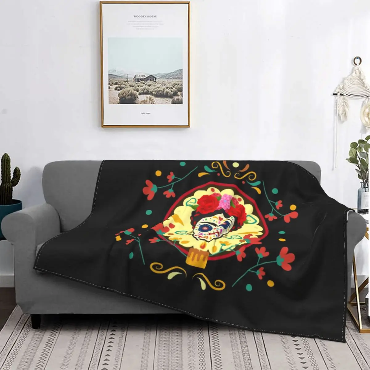 Sofa Fleece Frida Skull Day Of Deads Throw Blanket Warm Flannel La Calavera Catrina Blankets for Bedding Travel Couch Quilt