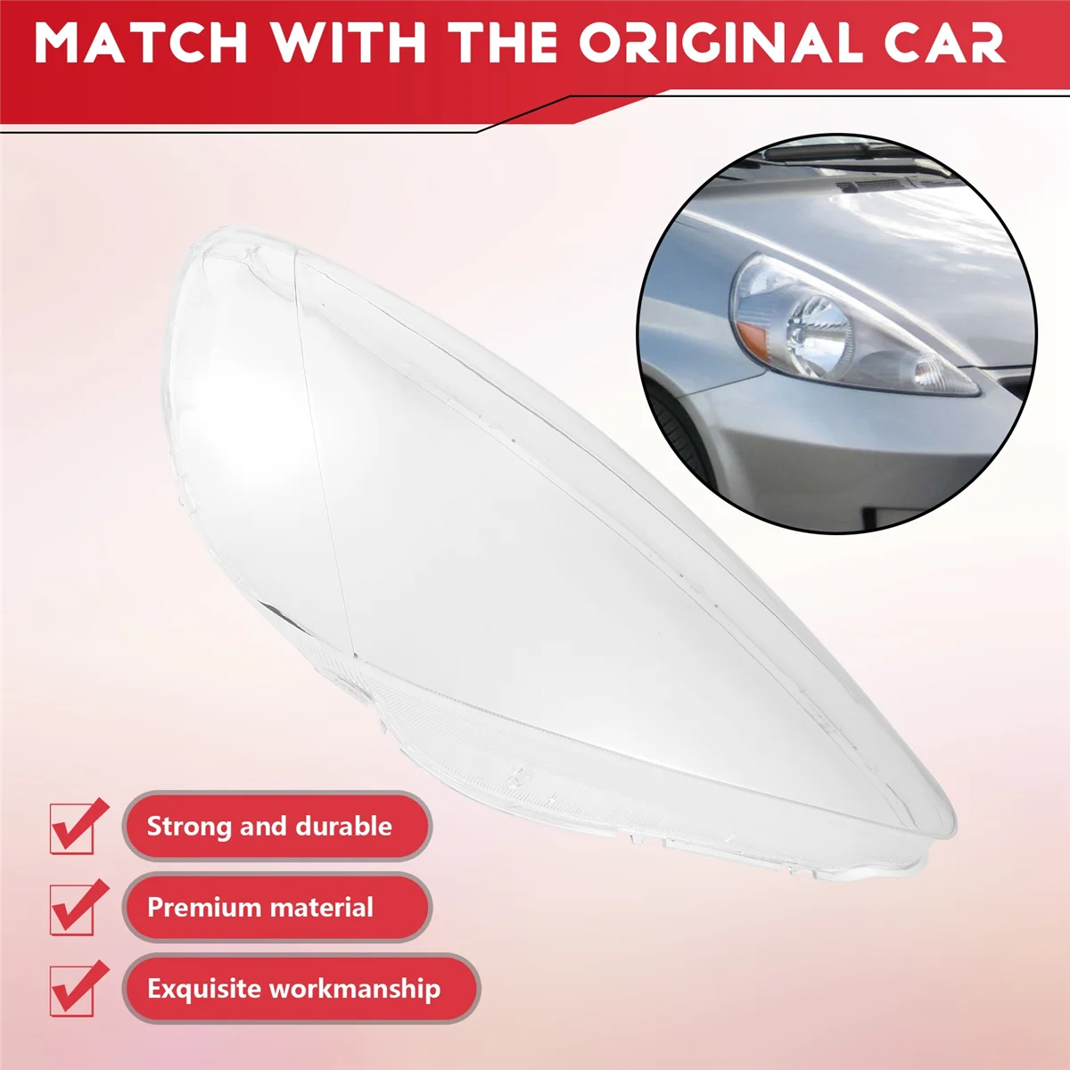 

Lasting Car Front Headlight light lamp Lens Shell Cover Replacement for Fit Jazz Hatchback 2003-20