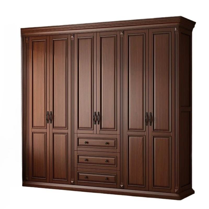 

Гардероб из чистого массива дерева, вишневый деревянный простой гардероб для спальни, большой гардероб