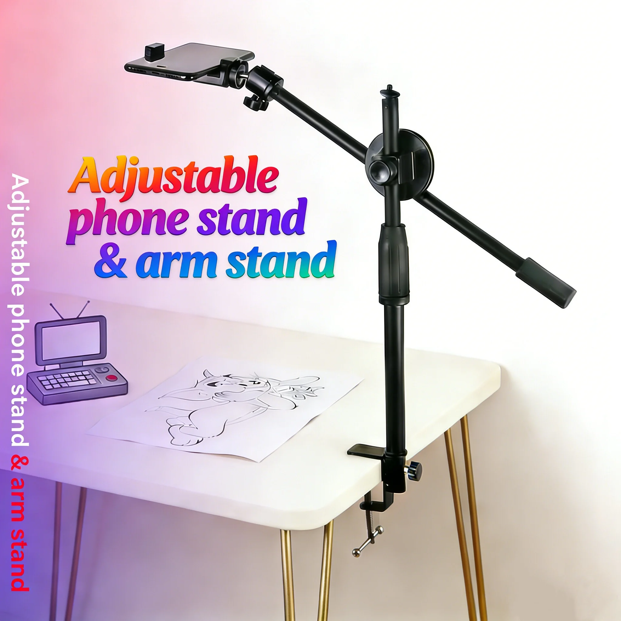 

Вращающаяся регулируемая подставка для телефона и подставка для рук, настольная верхняя подставка для мобильного телефона, съемка фотографий, шарнирная подставка