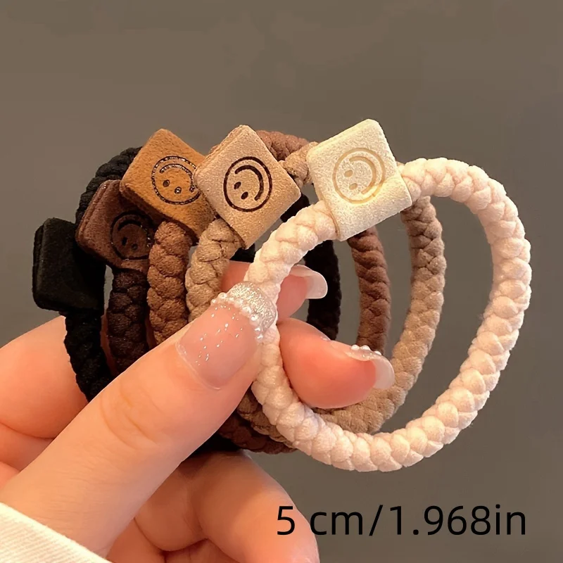 5PCS Soft Fabric Hair Ties, Mixed Color Elastic Rubber Bands, Minimalist Hair Rope Set, All-Match Horse Tail Bun Accessories