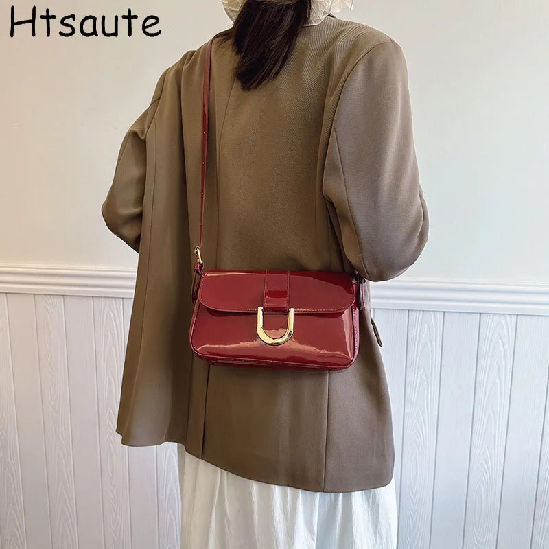 

Retro PU Leather Shoulder Bag For Women Luxury Flap Crossbody Bag Solid Color Underarm Tote Crossbody Bag Lady Small Handbag