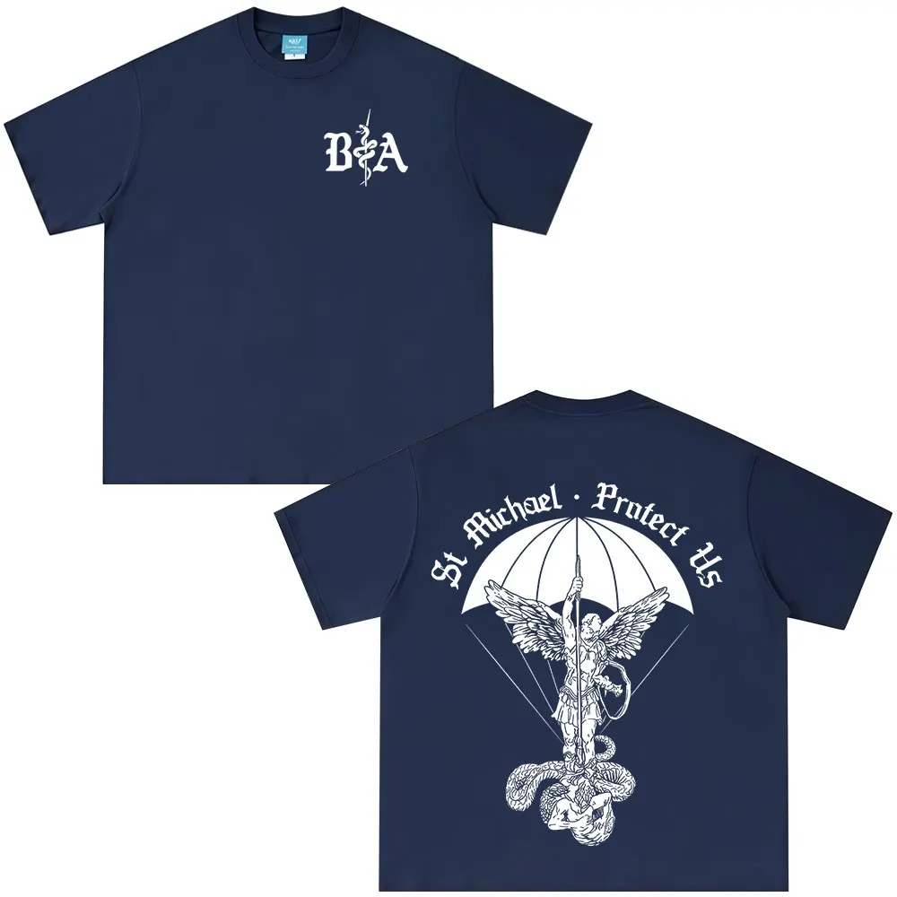 ST Michael Brothers in Arms Double Sided Printed T-shirt Men Women Clothing Summer Casual Cotton Oversized Short Sleeves T Shirt
