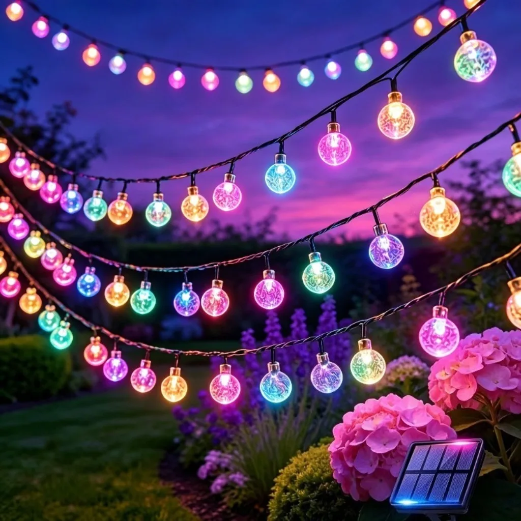 

1pc Upgrade Hanging Solar String Lights, 8 Modes Outdoor LED Atmosphere Fairy Lights, Garden Wedding Party Patio Fence Tree Deco