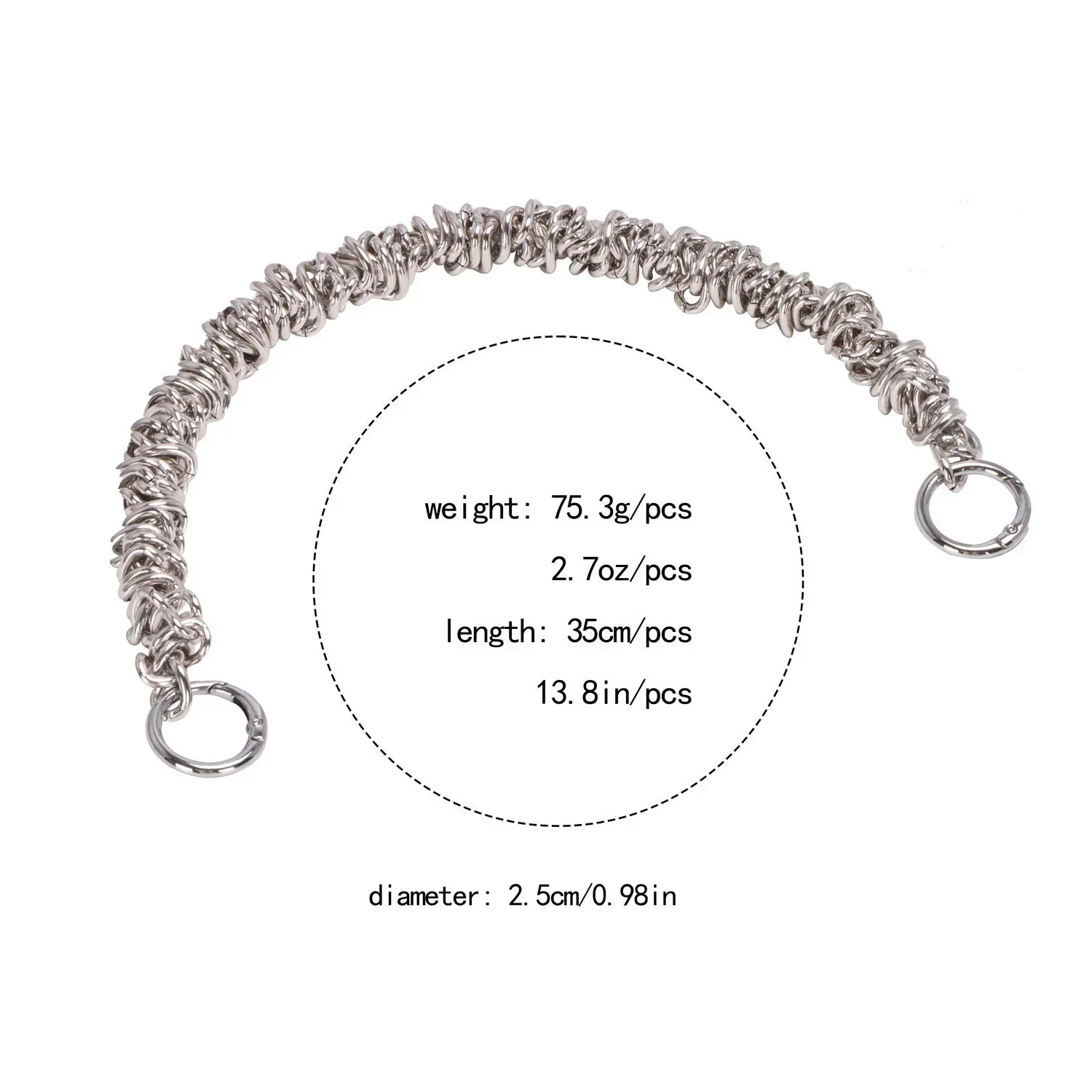 Silver Irregular Shaped Handbag Chain Metal Handle for Shoulder Bag Replacement Bag Parts Metal Chain Bag Accessories