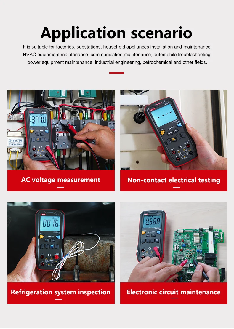 Imagem -05 - Uni-t-digital Multímetro Inteligente Ut60s Ut60bt 1000v ac dc Voltímetro Amperímetro True Rms Capacitor Testador de Temperatura