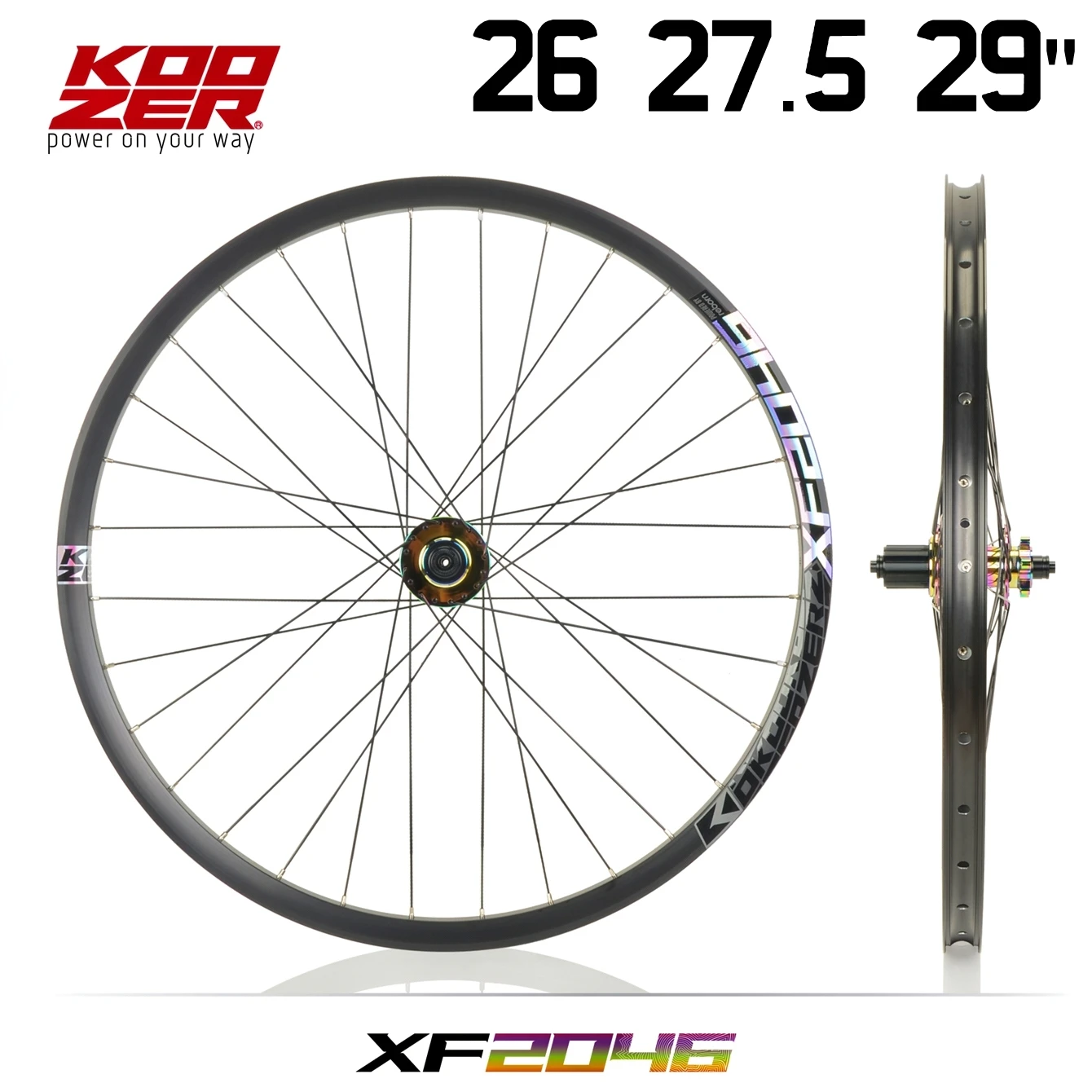 KOOZER XF2046 Mountain Bike Wheelset 26/27.5/29 Inch 6-Pawl 72 Click High Strength Hand-Built Tubeless Ready for Off-Road Riding