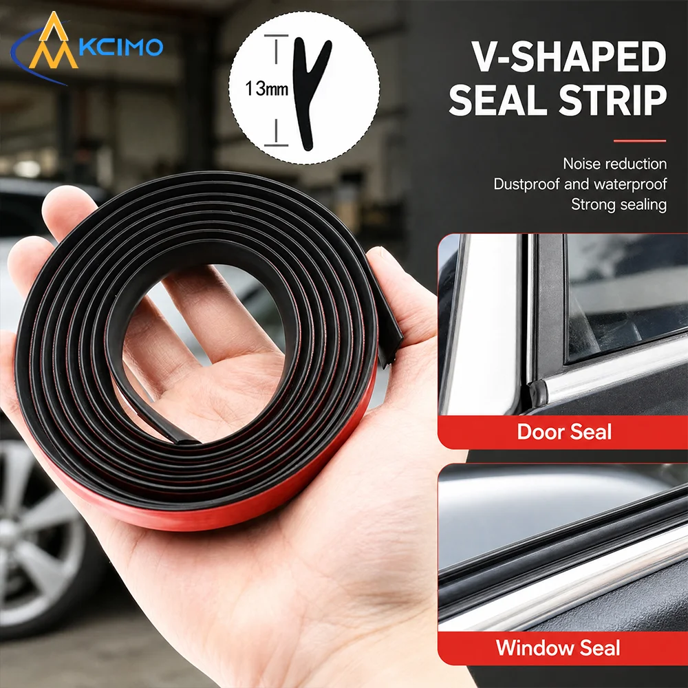 1Pc V-Shape Car Windscreen Rubber Strip, Weatherproof Auto Edge Sealing Trim, Wind Noise Reduction Protective Accessory