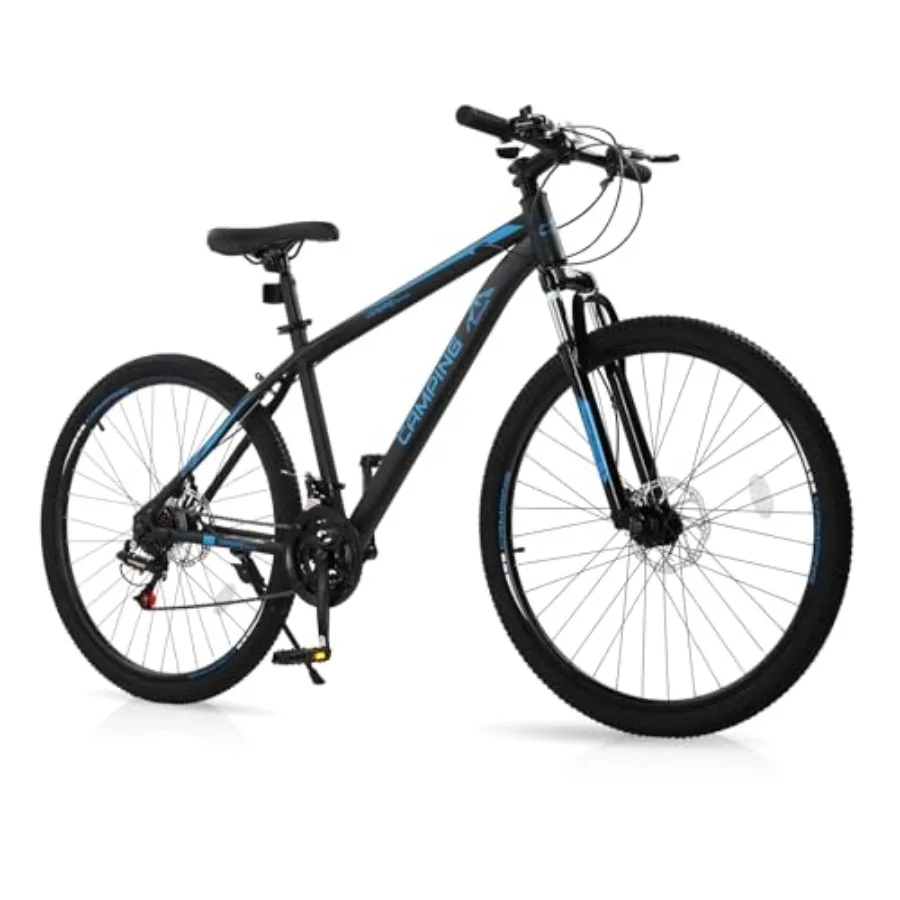 

Mountain Bike for outdoor trail riding, high carbon steel frame, black, 21-speed with double disc brake and suspension fork