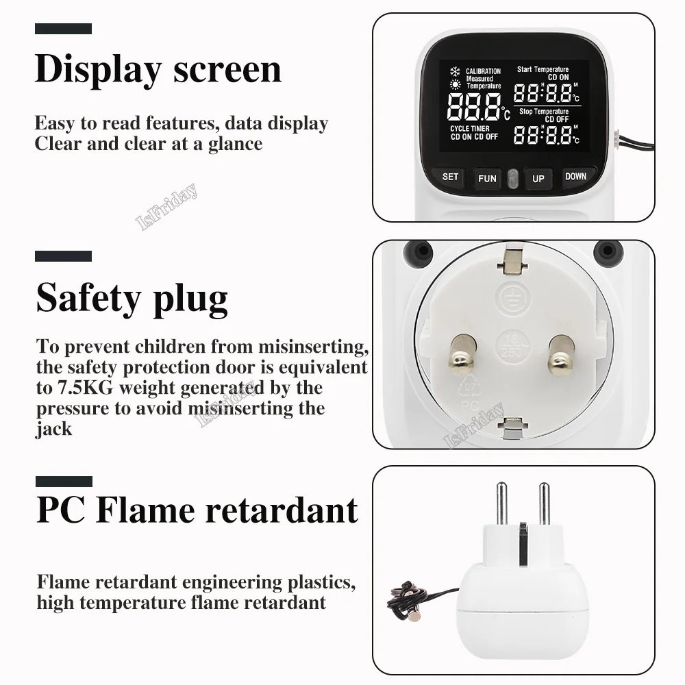 High-precision Digital Display Smart Thermostat Fish Tank Touch Screen Home Thermostat Socket Temperature Regulation Socket