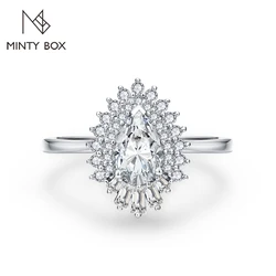 MINTYBOX Pear Shape S925 Silver D VVS1 Moissanite Diamond Rings For Women 18K GOLD Plated Engagement Fine Jewelry Certificated