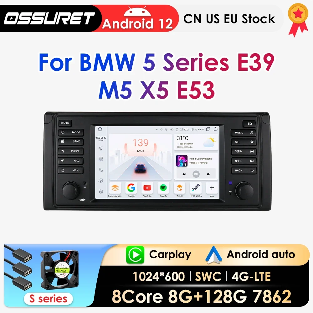 

AI Carplay Android Auto Car Radio Multimedia For BMW 5 Series E39 X5 E53 M5 1996-2003 Navigation No DVD RDS Stereo GPS 7862