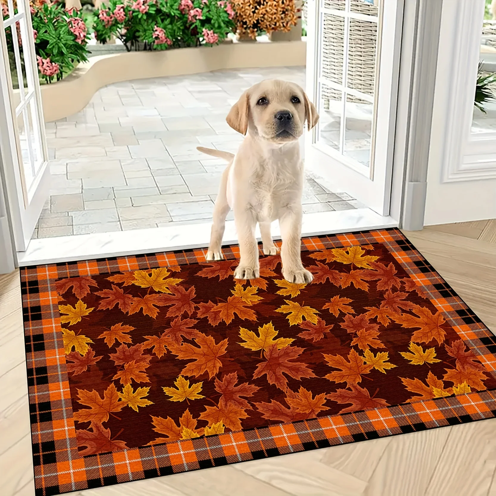 Fall Orange Maple Leaves Entrance Doormat Home Decor Carpet for Living Room Bathroom Non-slip Mat Thanksgiving Decorations