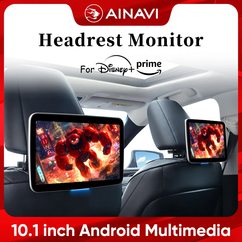 Ainavi Car Headrest TV 10.1 inch Compatible With 99% Cars Android 11 Multimedia Entertainment Tablet FM Transmiter HDMI In BT