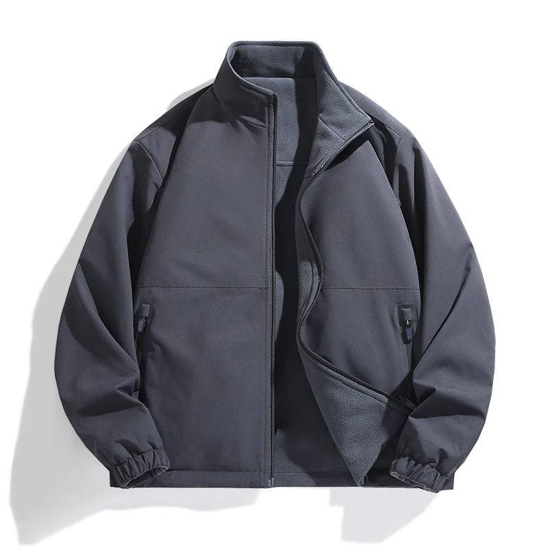 سترة شتوية دافئة من الصوف للرجال بياقة واقفة للمغامرة الخارجية سترة مبطنة مقاومة للماء سترة عصرية مزدوجة الجوانب مقاومة للبرودة