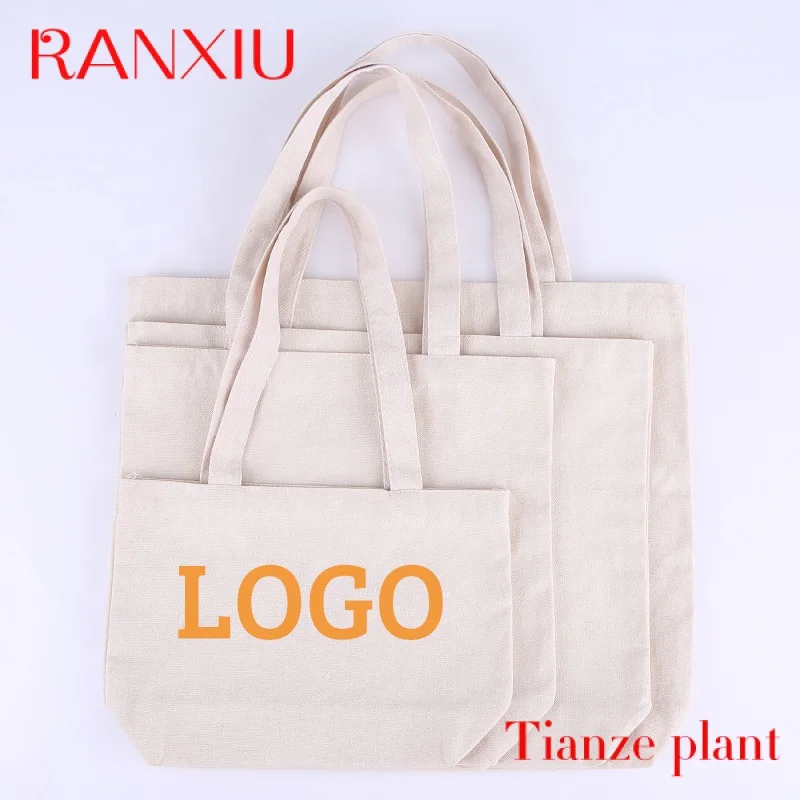 Custom Wholesale Reusable  Eco Cotton Canvas Plain White Tote Bag Shopping  with Custom logo